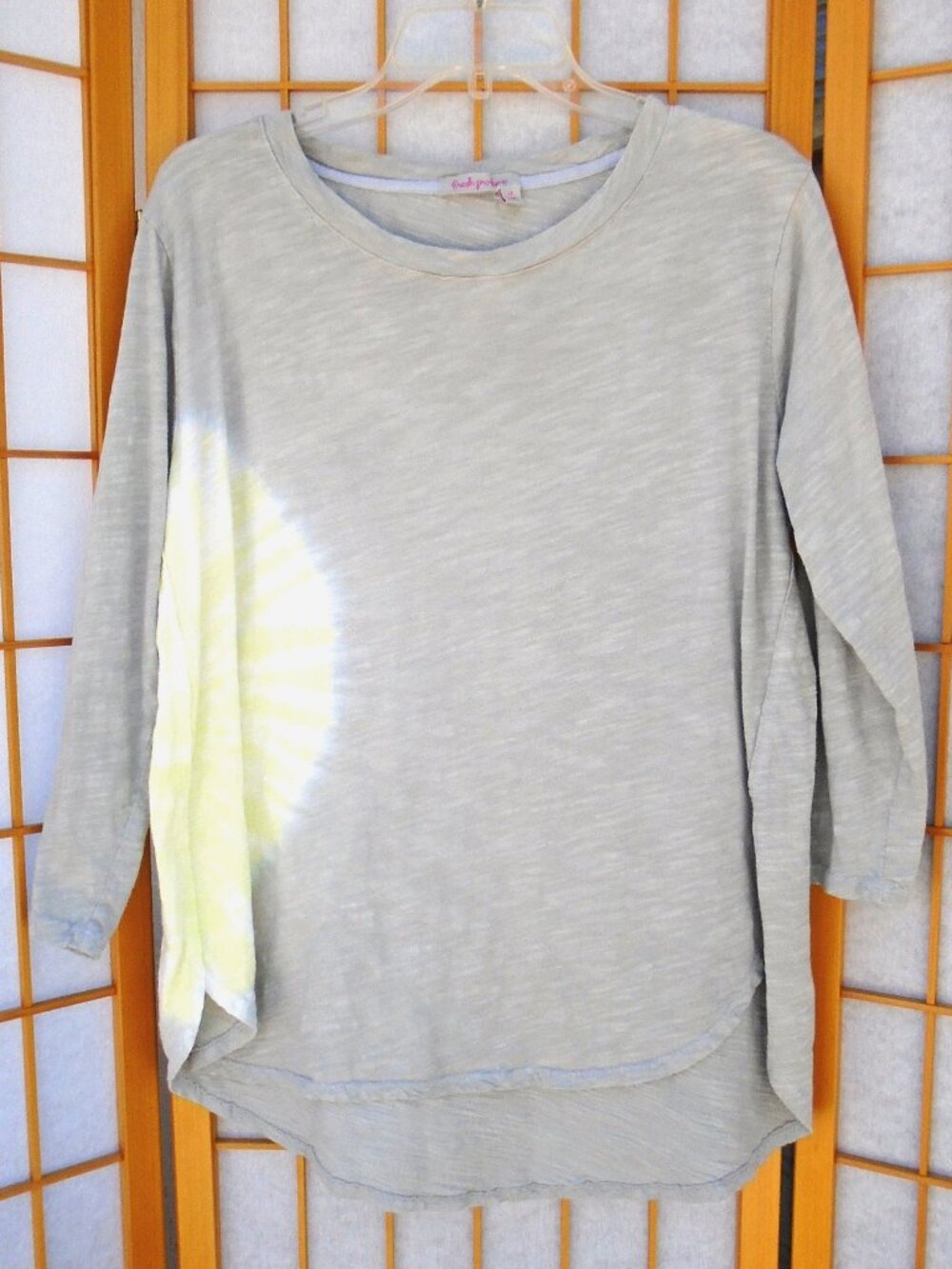 Catalina Tunic Top hi-lo hem gray Sunburst 3/4 slv